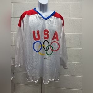 Vintage USA Olympics Mesh Hockey Jersey Men’s XL White 90s General Mills